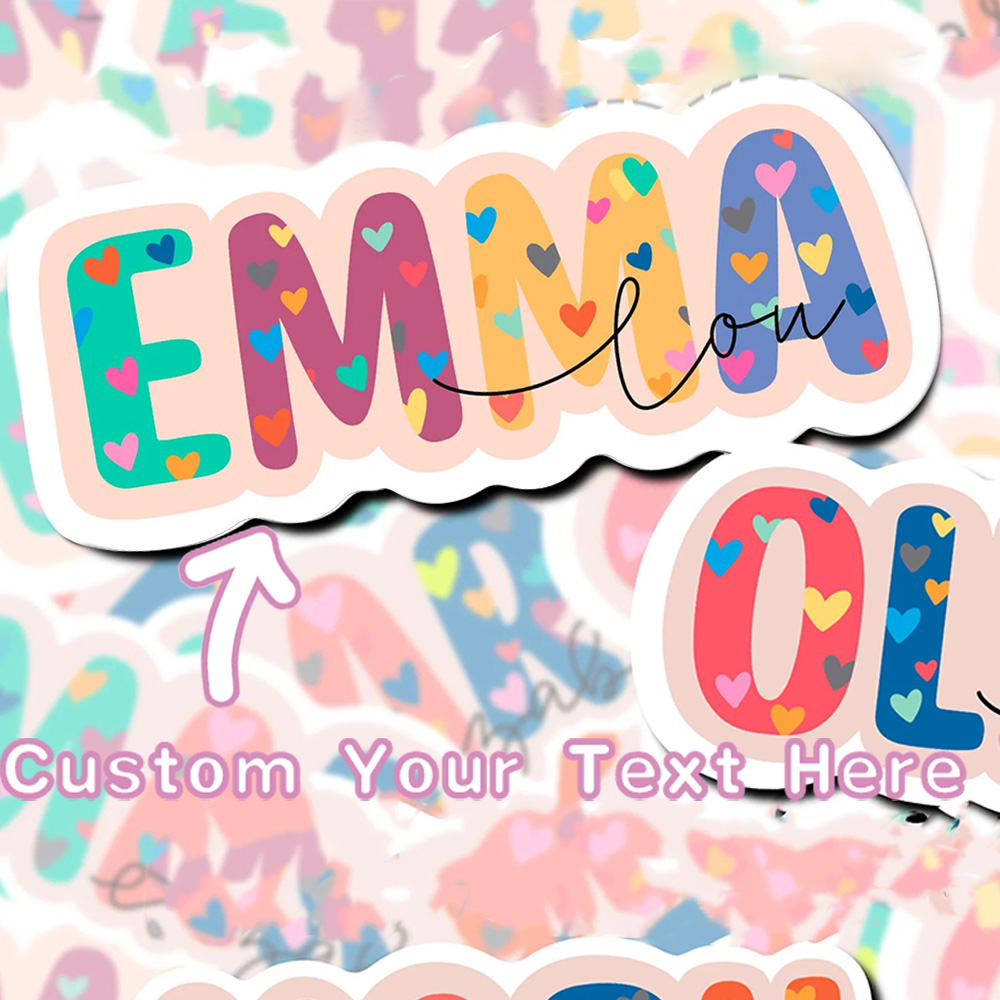 Laptop Accessories Name - Personalized Custom Colorful Heart Letter Name