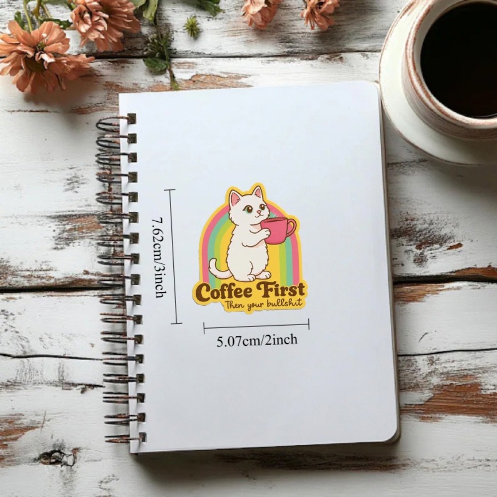 Fun coffee cat stickers Retro  - đánh giá và giá Laptop Unique Accessories