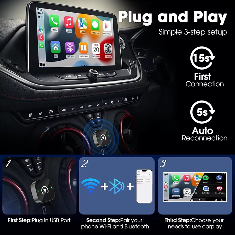 2-in-1 Wireless CarPlay Adapte - đánh giá và giá Usb C Power Adapter